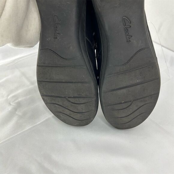 Clarks Women's Channing Essa Black Leather Clogs Size 10 Casual Shoes - Picture 7 of 10